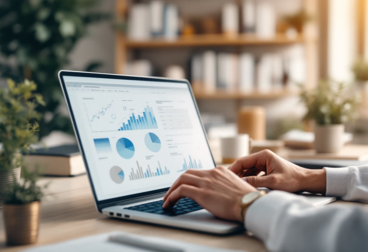 obraz rąk piszących na laptopie z danymi naukowymi